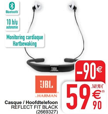 Promotions Jbl casque - hoofdtelefoon reflect fit black - JBL - Valide de 02/03/2021 à 15/03/2021 chez Cora