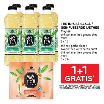 Promotions 1+1 gratis thé infusé glacé maytea thé vert menthe - May Tea - Valide de 10/03/2021 à 23/03/2021 chez Alvo