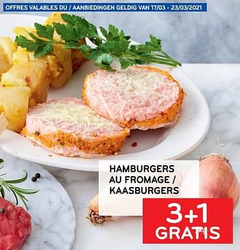 Promotions 3+1 gratis hamburgers au fromage - Produit maison - Alvo - Valide de 17/03/2021 à 23/03/2021 chez Alvo