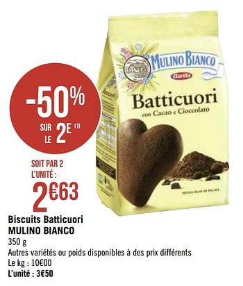 Promoties Biscuits batticuori mulino bianco - Mulino Bianco - Geldig van 01/03/2021 tot 14/03/2021 bij Géant Casino