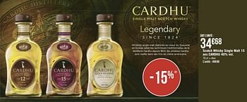 Promotions Scotch whisky single malt 15 ans cardhu - Cardhu - Valide de 01/03/2021 à 14/03/2021 chez Géant Casino