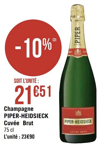 Promotions Champagne piper-heidsieck cuvée brut - Piper-Heidsieck - Valide de 01/03/2021 à 14/03/2021 chez Géant Casino