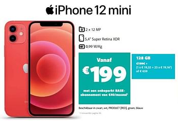 Promotions Apple iphone 12 mini 128 gb - Apple - Valide de 01/03/2021 à 01/04/2021 chez Base