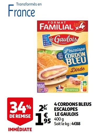 Promotions 4 cordons bleus escalopes le gaulois - Le Gaulois - Valide de 03/03/2021 à 09/03/2021 chez Auchan Ronq