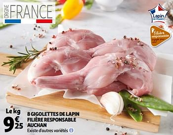 Promotions 8 gigolettes de lapin filière responsable auchan - Produit Maison - Auchan Ronq - Valide de 03/03/2021 à 09/03/2021 chez Auchan Ronq