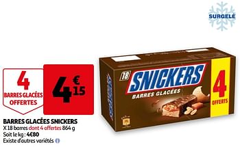 Promotions Barres glacées snickers - Snickers - Valide de 03/03/2021 à 09/03/2021 chez Auchan Ronq