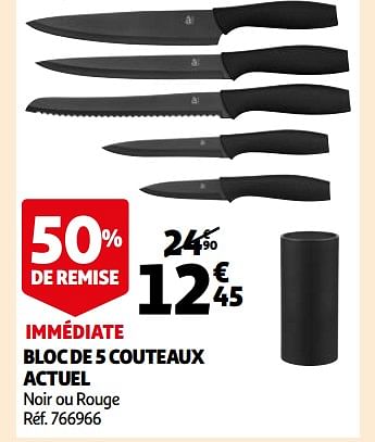 Promotions Bloc de 5 couteaux actuel - Produit Maison - Auchan Ronq - Valide de 03/03/2021 à 09/03/2021 chez Auchan Ronq