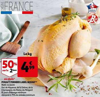 Promoties Poulet fermier label rouge - Huismerk - Auchan - Geldig van 03/03/2021 tot 09/03/2021 bij Auchan