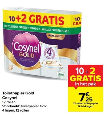 Promoties Toiletpapier gold - Cosynel - Geldig van 03/03/2021 tot 15/03/2021 bij Carrefour