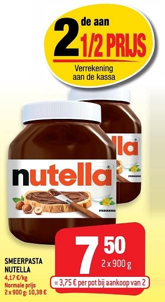 Promoties Smeerpasta nutella - Nutella - Geldig van 03/03/2021 tot 16/03/2021 bij Smatch