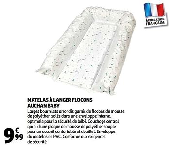 Promotions Matelas à langer flocons auchan baby - Produit Maison - Auchan Ronq - Valide de 03/03/2021 à 09/03/2021 chez Auchan Ronq