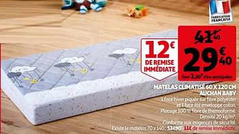 Promotions Matelas climatisé auchan baby - Produit Maison - Auchan Ronq - Valide de 03/03/2021 à 09/03/2021 chez Auchan Ronq