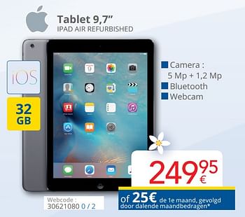 Promoties Apple tablet 9,7`` ipad air refurbished - Apple - Geldig van 28/02/2021 tot 27/03/2021 bij Eldi