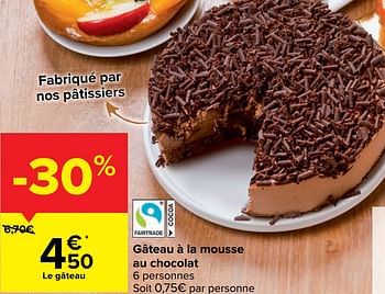 Huismerk Carrefour Gateau A La Mousse Au Chocolat Promotie Bij Carrefour Market