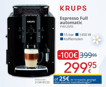 Promoties Krups espresso full automatic yy8125fd - Krups - Geldig van 28/02/2021 tot 27/03/2021 bij Eldi