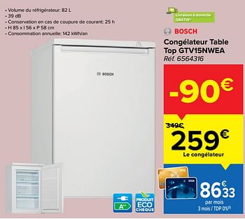Promotions Bosch congélateur table top gtv15nwea - Bosch - Valide de 03/03/2021 à 15/03/2021 chez Carrefour