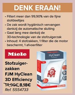 Promoties Stofzuigerzakken fjm hyclean 3d efficiency - Miele - Geldig van 03/03/2021 tot 15/03/2021 bij Carrefour