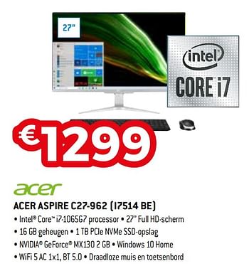 Promoties Acer aspire c27-962 i7514 be - Acer - Geldig van 01/03/2021 tot 31/03/2021 bij Exellent