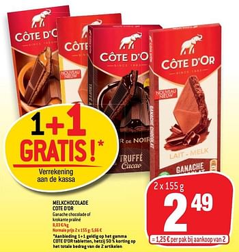Promoties Melkchocolade cote d`or - Cote D'Or - Geldig van 03/03/2021 tot 16/03/2021 bij Match