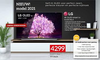 Promoties Lg 4k oled smart tv oled77c16la - LG - Geldig van 01/03/2021 tot 31/03/2021 bij Selexion