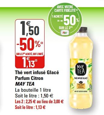 Promotions Thé vert infusé glacé parfum citron may tea - May Tea - Valide de 03/03/2021 à 14/03/2021 chez G20