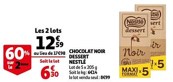 Promoties Chocolat noir dessert nestlé - Nestlé - Geldig van 03/03/2021 tot 09/03/2021 bij Auchan