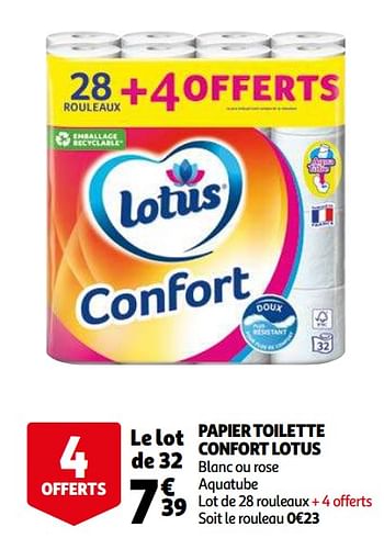 Promotions Papier toilette confort lotus - Lotus Nalys - Valide de 03/03/2021 à 09/03/2021 chez Auchan Ronq