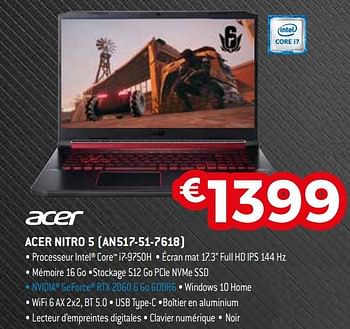 Promoties Acer nitro 5 an517-51-7618 - Acer - Geldig van 01/03/2021 tot 31/03/2021 bij Exellent