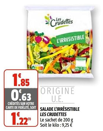 Promotions Salade l`irrésistible les crudettes - Les crudettes - Valide de 03/03/2021 à 14/03/2021 chez Coccinelle