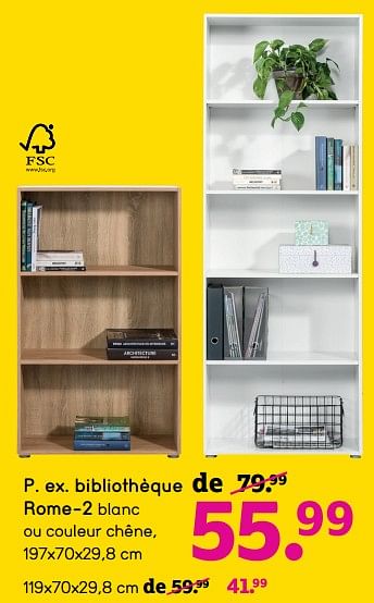 Promotions Bibliothèque rome-2 - Produit maison - Leen Bakker - Valide de 01/03/2021 à 28/03/2021 chez Leen Bakker