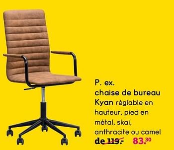 Promotions Chaise de bureau kyan - Produit maison - Leen Bakker - Valide de 01/03/2021 à 28/03/2021 chez Leen Bakker