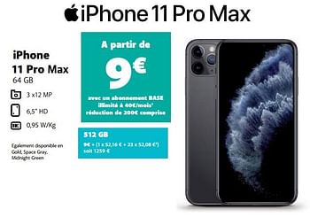 Promotions Apple iphone 11 pro max 512 gb - Apple - Valide de 01/03/2021 à 01/04/2021 chez Base