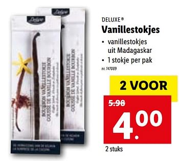 Promotions Vanillestokjes - Deluxe - Valide de 08/03/2021 à 13/03/2021 chez Lidl