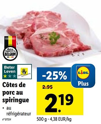 Promotions Côtes de porc au spiringue - Produit maison - Lidl - Valide de 08/03/2021 à 13/03/2021 chez Lidl