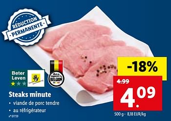 Promotions Steaks minute - Produit maison - Lidl - Valide de 08/03/2021 à 13/03/2021 chez Lidl