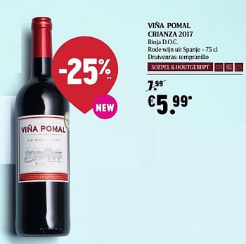 Promoties Viña pomal crianza 2017 rioja d.o.c. rode wijn uit spanje - Rode wijnen - Geldig van 04/03/2021 tot 10/03/2021 bij Delhaize
