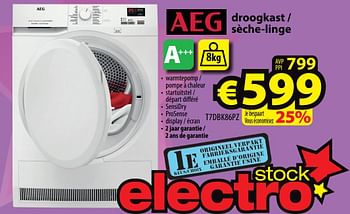 Promoties Aeg droogkast - sèche-linge t7dbk86pz - AEG - Geldig van 10/03/2021 tot 16/03/2021 bij ElectroStock