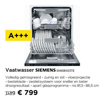 Promotions Vaatwasser siemens sn658x03te - Siemens - Valide de 01/03/2021 à 31/03/2021 chez Molecule