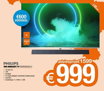 Promotions Philips uhd ambilight tv pq55pus943512 - Philips - Valide de 01/03/2021 à 31/03/2021 chez Expert