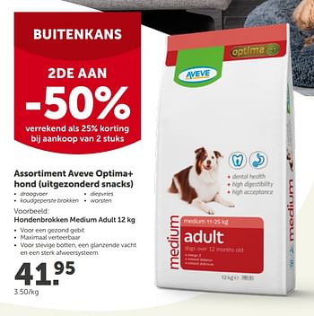 Promoties Assortiment aveve optima+ hondenbrokken medium adult 12 kg - Huismerk - Aveve - Geldig van 10/03/2021 tot 20/03/2021 bij Aveve