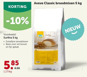 Promoties Aveve classic broodmix surfina 5 kg - Huismerk - Aveve - Geldig van 10/03/2021 tot 20/03/2021 bij Aveve