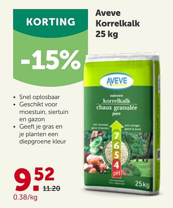 Promoties Aveve korrelkalk 25 kg - Huismerk - Aveve - Geldig van 10/03/2021 tot 20/03/2021 bij Aveve