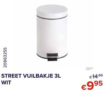 Promoties Street vuilbakje 3l wit - Huismerk - Euroshop - Geldig van 01/03/2021 tot 30/03/2021 bij Euro Shop
