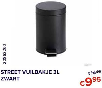 Promoties Street vuilbakje 3l zwart - Huismerk - Euroshop - Geldig van 01/03/2021 tot 30/03/2021 bij Euro Shop