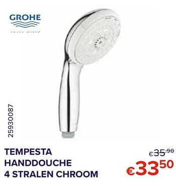 Promoties Tempesta handdouche 4 stralen chroom - Grohe - Geldig van 01/03/2021 tot 30/03/2021 bij Euro Shop
