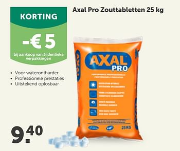 Promoties Axal pro zouttabletten 25 kg - Axal - Geldig van 10/03/2021 tot 20/03/2021 bij Aveve