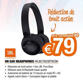 Promoties Jbl on ear headphones hkjblt600btncbk - JBL - Geldig van 01/03/2021 tot 31/03/2021 bij Expert