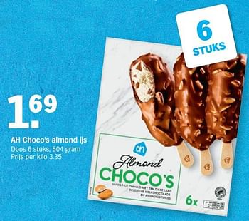 Promoties Ah choco`s almond ijs - Huismerk - Albert Heijn - Geldig van 06/03/2021 tot 14/03/2021 bij Albert Heijn