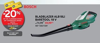 Promoties Bosch bladblazer alb18li baretool 18 v - Bosch - Geldig van 17/03/2021 tot 29/03/2021 bij Brico