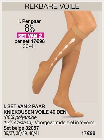 Promoties Set van 2 paar kniekousen voile 40 den - Huismerk - Damart - Geldig van 01/03/2021 tot 15/06/2021 bij Damart